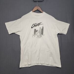 Vintage Chicago Shirt Large Embroidered Crew Neck Short Sleeve Single Stitch